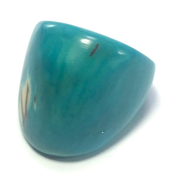 Turquoise Tagua Nut Ring Sustainable Vegan Ivory Handmade Boho Organic Sz 8.75 - Picture 3 of 8